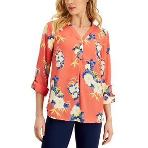 JM Collection Womens Floral Utility Top